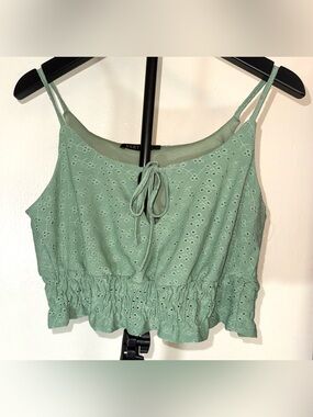 Vertiche sage green eyelet crop top, size XS
